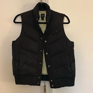 Gap Puffer Vest. Black with lime green lining. Size small.
